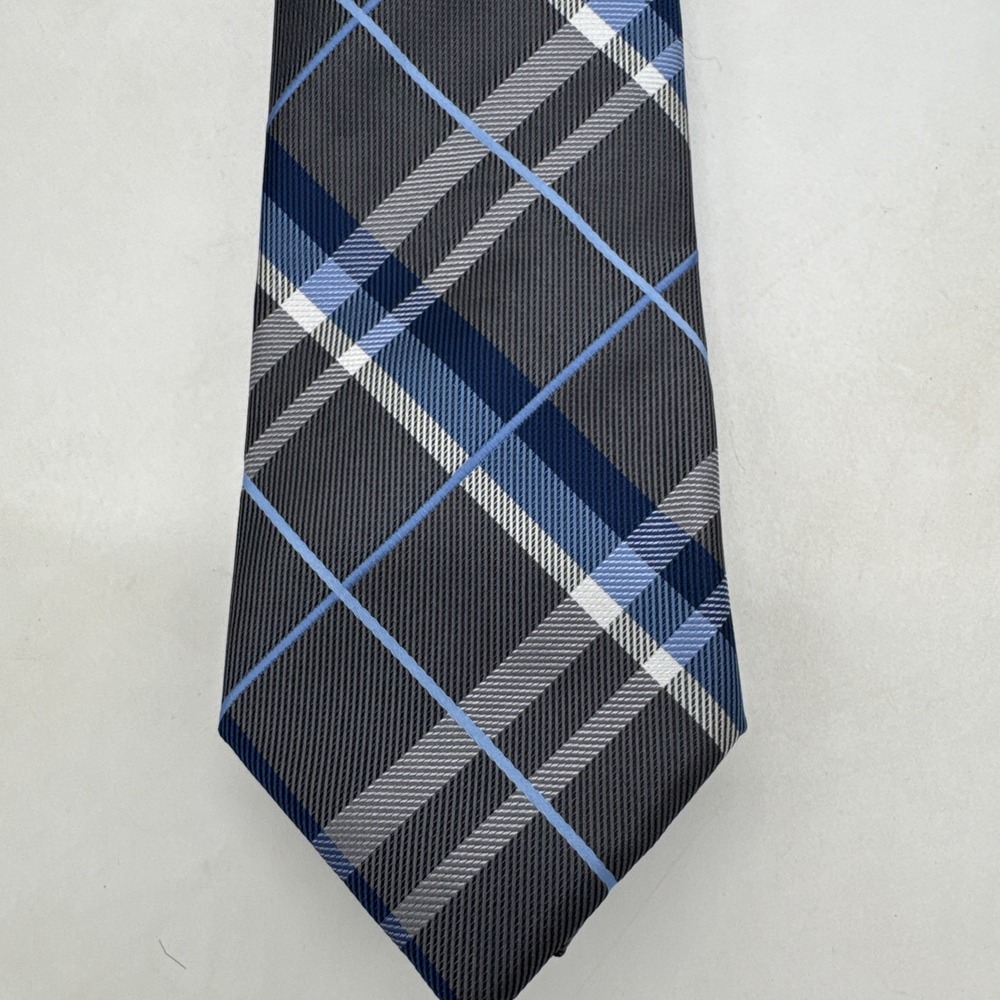 Croft And Barrow New Men's Neck, Tie, Blue And Gray Plaid New With Tags 3" Wide‎